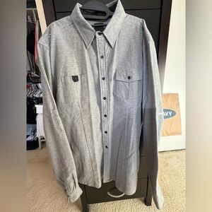 Men's Gray Casual Button Down Shirt
